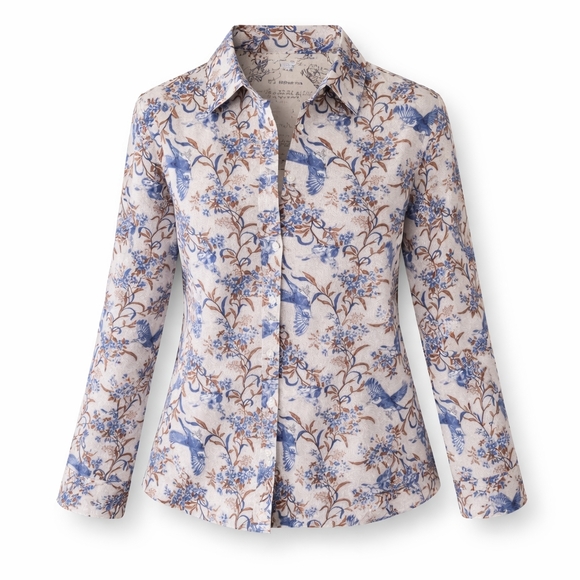 Land's End No Iron Supima Cotton Button Down Bluebird Blouse SZ: 8T - Picture 3 of 12